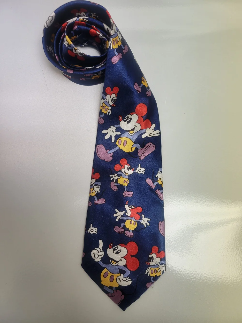 Vintage Carlo Chegal Disney Mickey Mouse Silk Necktie Tie, Blue Men's Adult